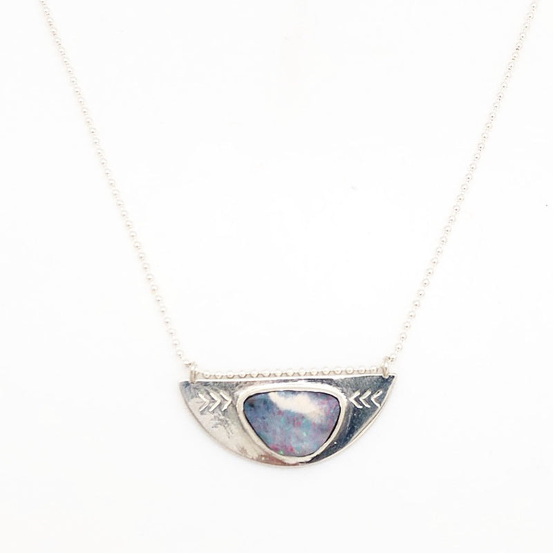 Queensland Boulder Opal Silver Necklace