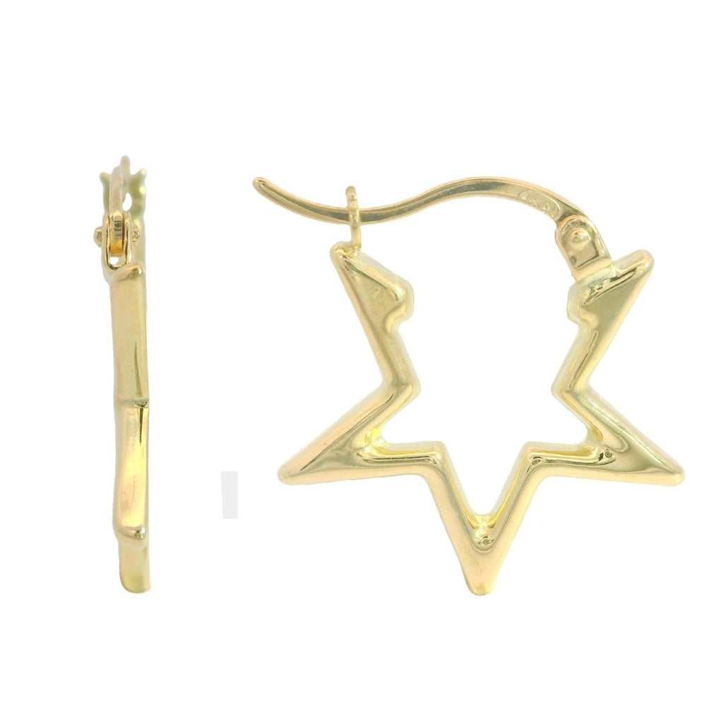 18K gold star shaped hoop earrings