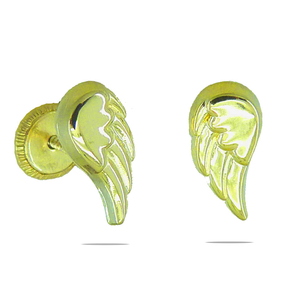 18K Gold 10mm wings stud earrings