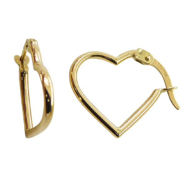 18K heart shaped hoop earrings