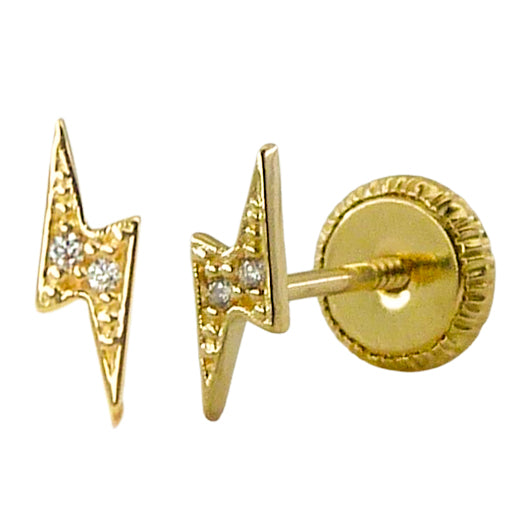 18K Gold 7 mm thunder cZ stud earrings