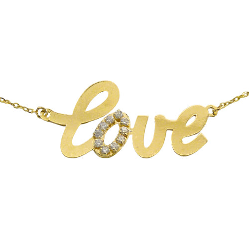 18K gold and white topaz love necklace