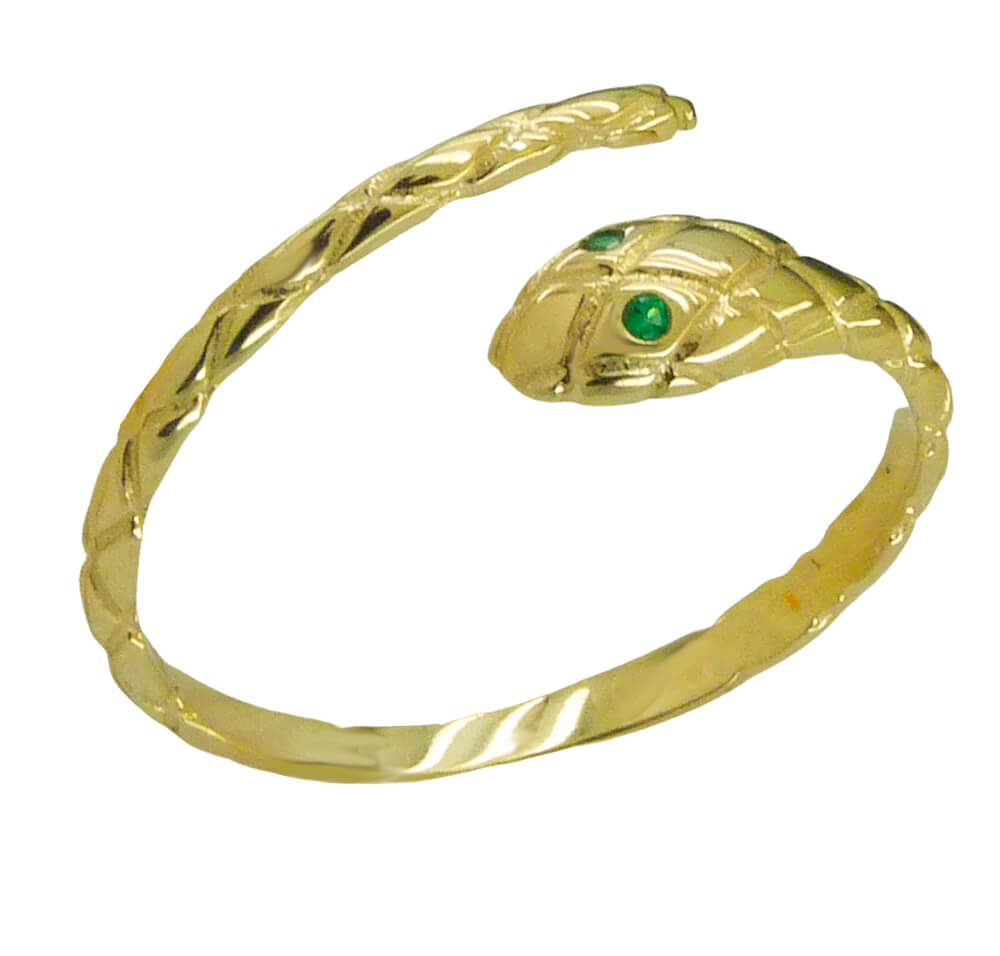 Emerald eye Snake 18 K gold ring