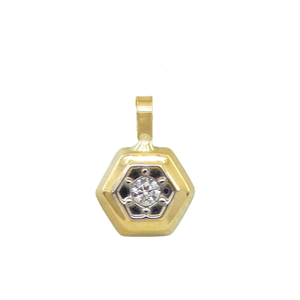 18K Hexagon white topaz necklace