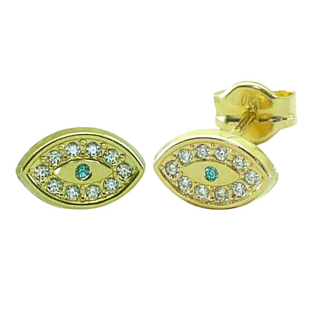 18K Gold evil eye earrings