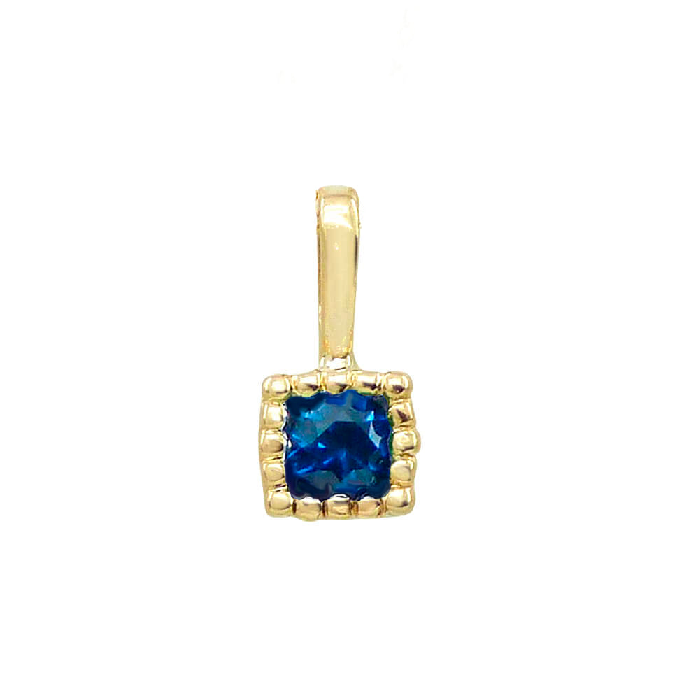 18K square sapphire pendant