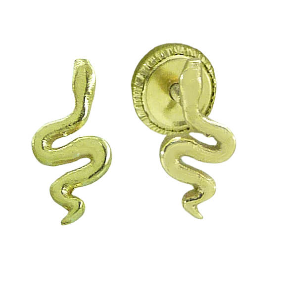 18K Gold 10 mm snake stud earrings