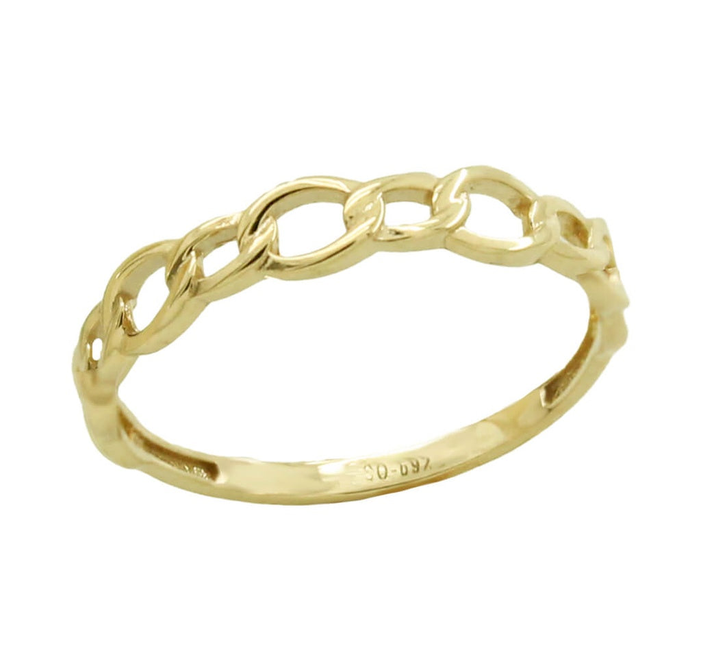18K gold curb chain ring