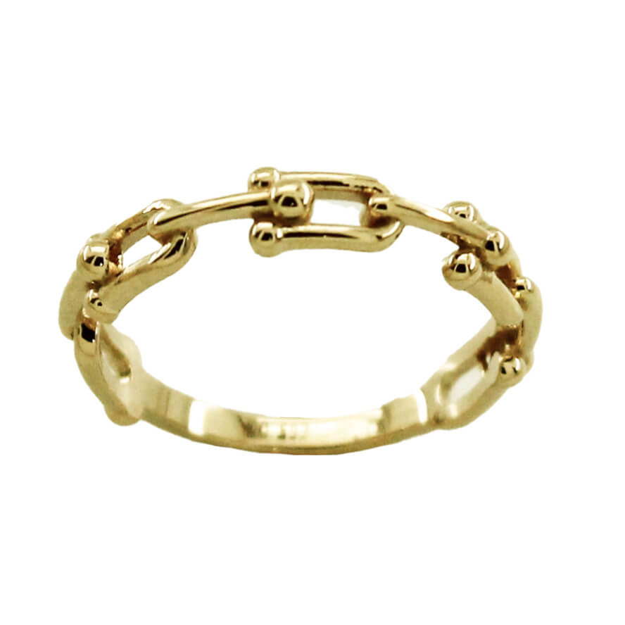 18K gold horse chain ring
