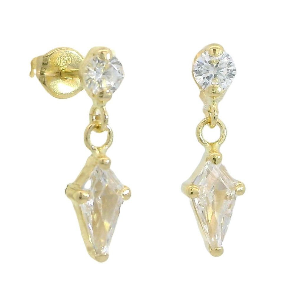 18K Kite white topaz long stud earring