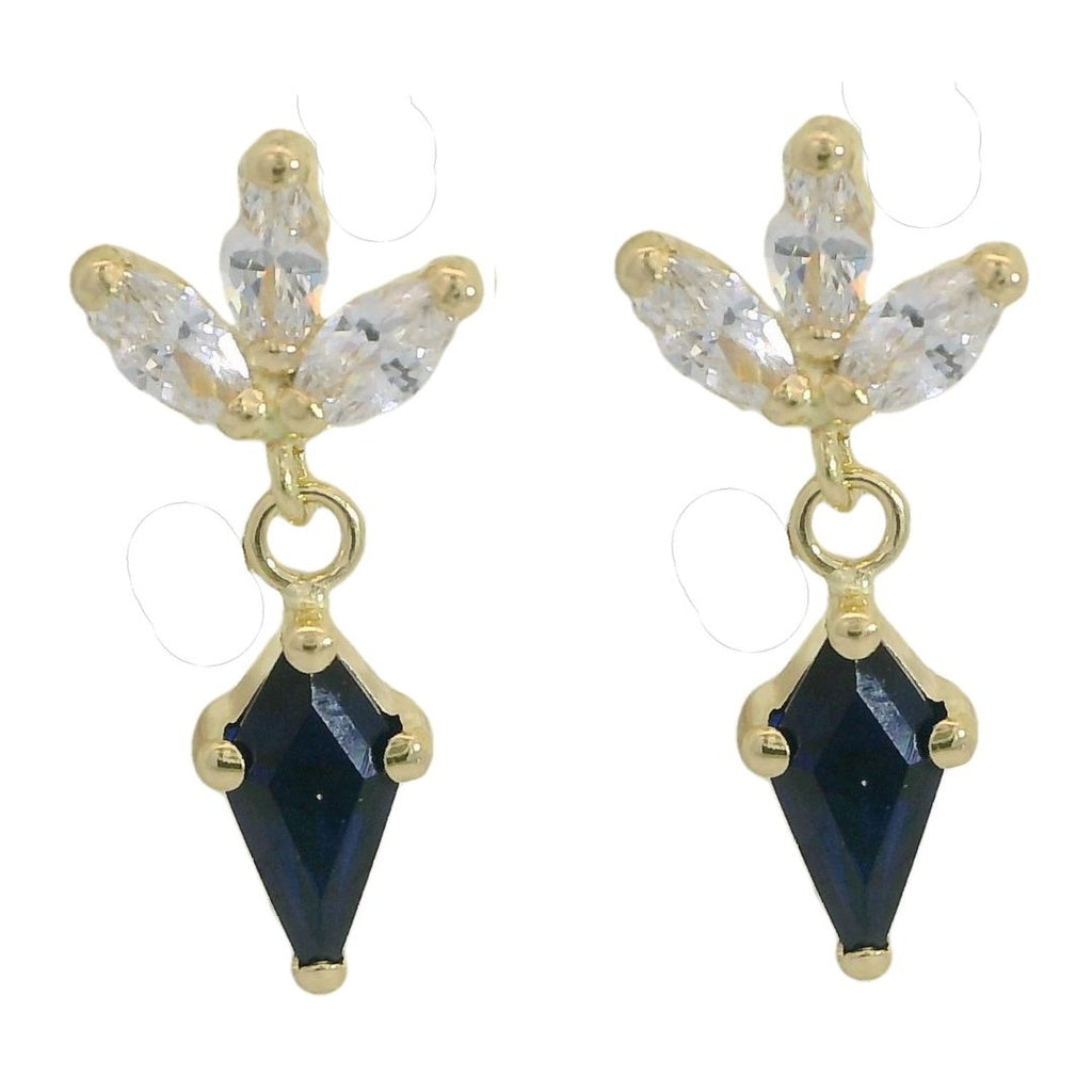 18K Kite white topaz flower dangling earrings