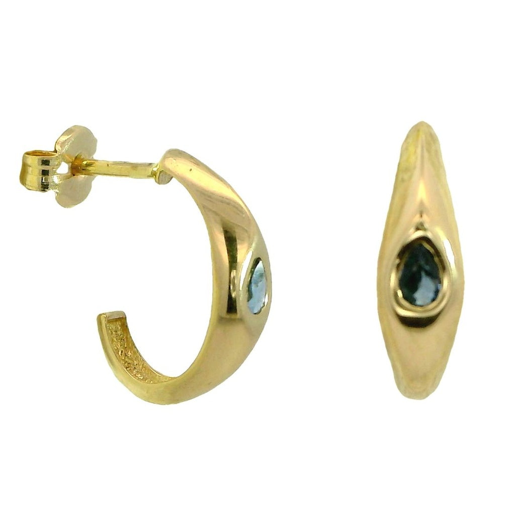 18K Sapphire Pear Hoop Earrings