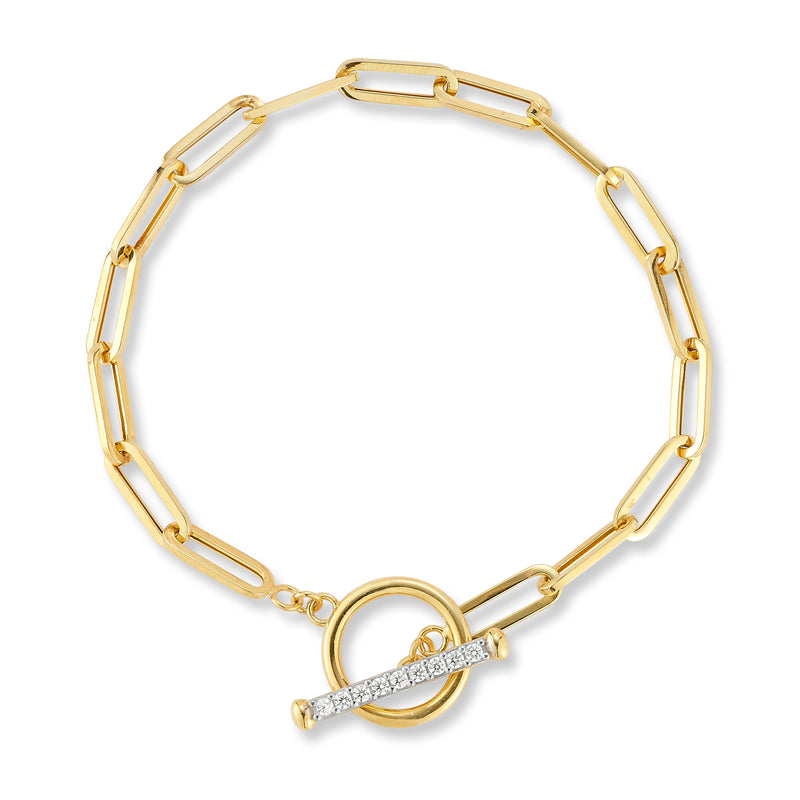 14K Gold 0.18 ct. tw. Open Link Toggle Bracelet