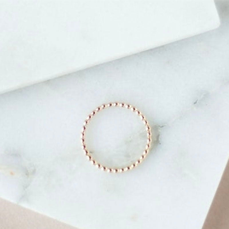 14K Gold bubble Ring. Minimal stacking band