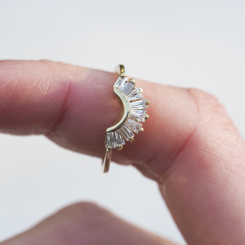 Half Moon Crown Art Deco Crown Ring