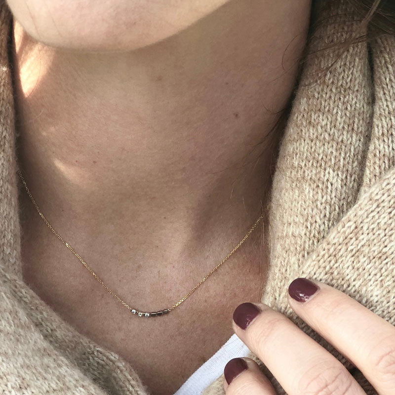 Dainty 14K gold and diamonds Smile Necklace