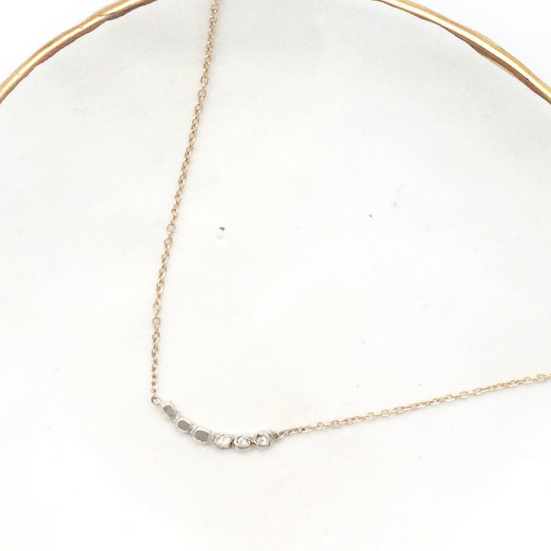 Dainty 14K gold and diamonds Smile Necklace