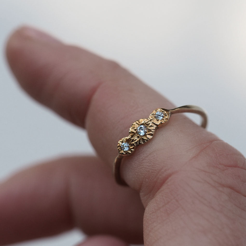 10K gold Edwardian Vintage 3 Diamond Ring