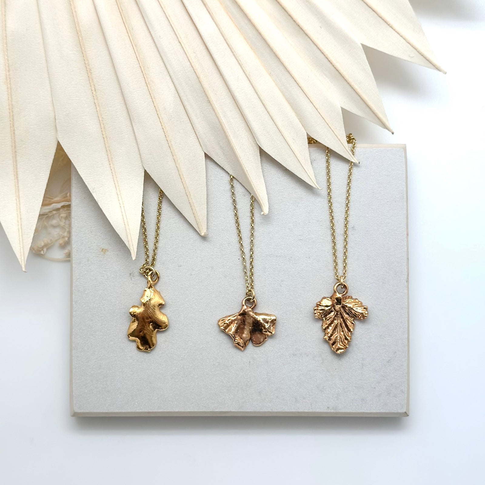 Gold dipped mini leaves necklace