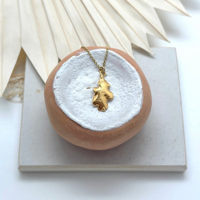 Gold dipped mini leaves necklace