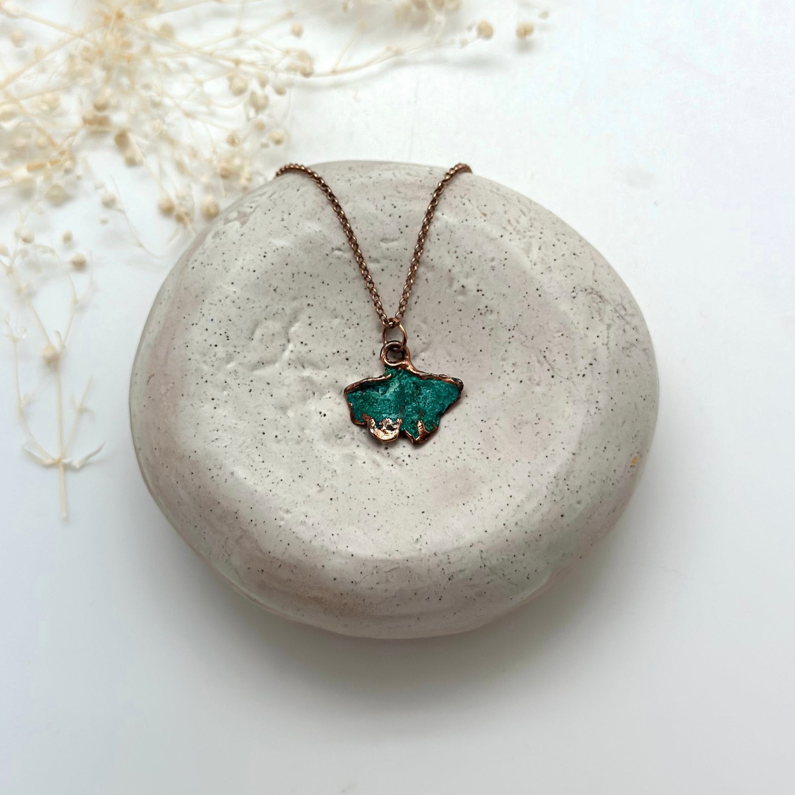 Copper Patina Mini Gingko leaf earring