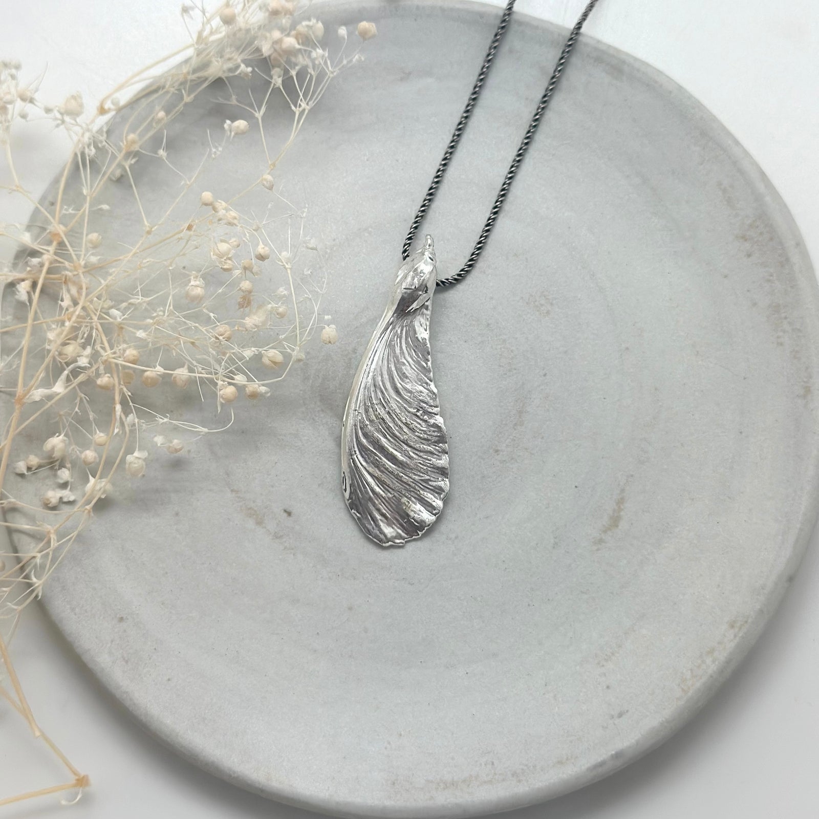 Helicopter seed silver metallized Necklace