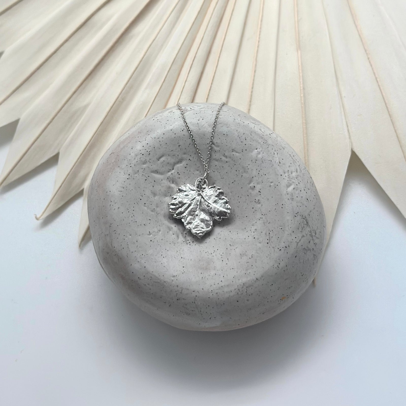 Small silver dipped maple leaf necklace