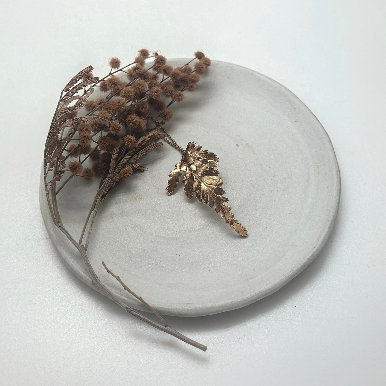 Gold Dipped Fern tip leaf necklace