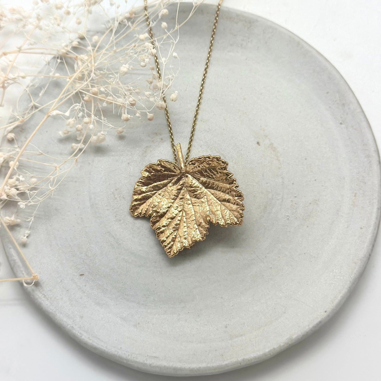 Gold Metallized Maple leaf necklace