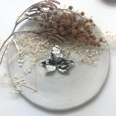 Silver real leaf metallized vine necklace