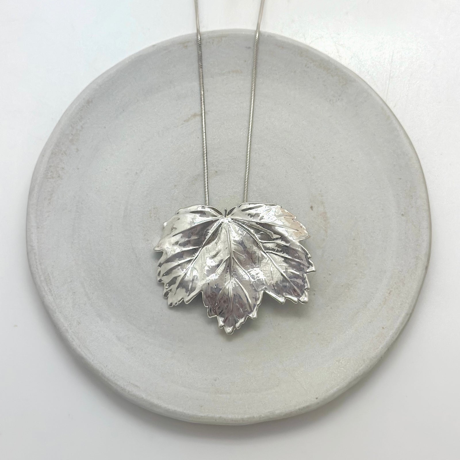 Metallized Maple Silver Leaf necklace