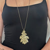 Metallized Silver Oak leaf Necklace