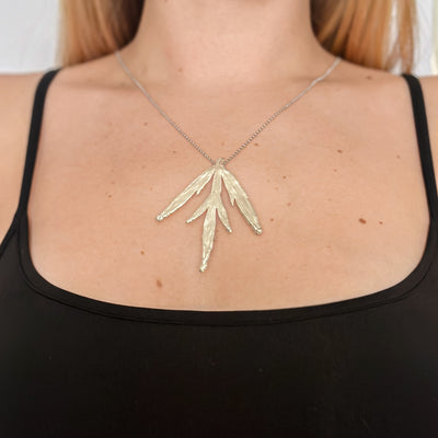 Silver dipped fern tip necklace
