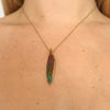 Green Copper Patina Olive leaf necklace