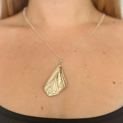 Curled silver Leaf Necklace