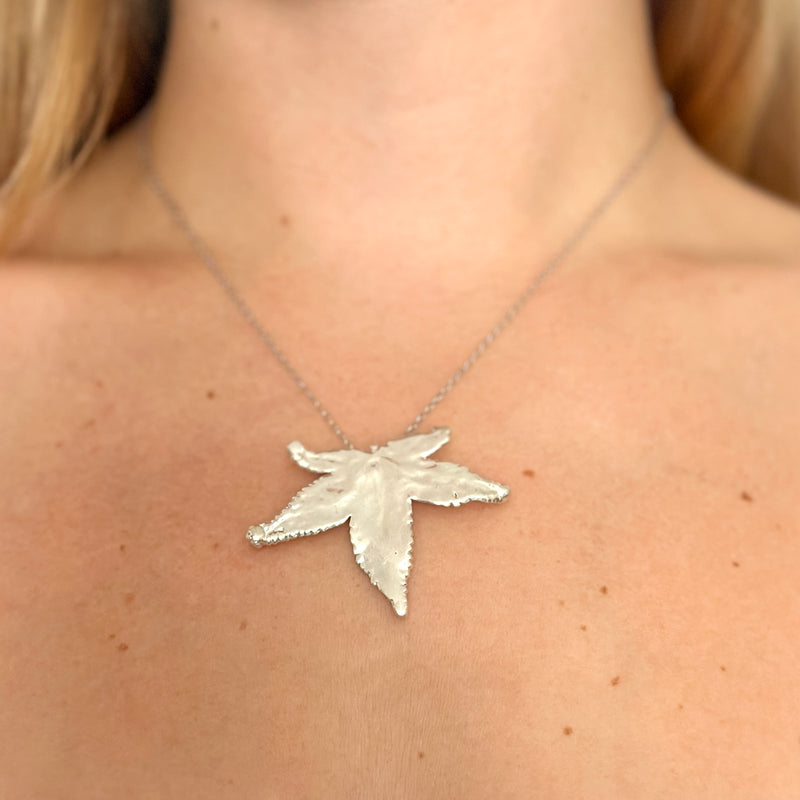 Silver dipped Vine leaf necklace