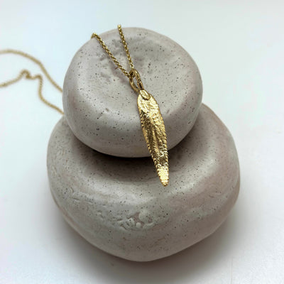 Small Gold Sage leaf necklace