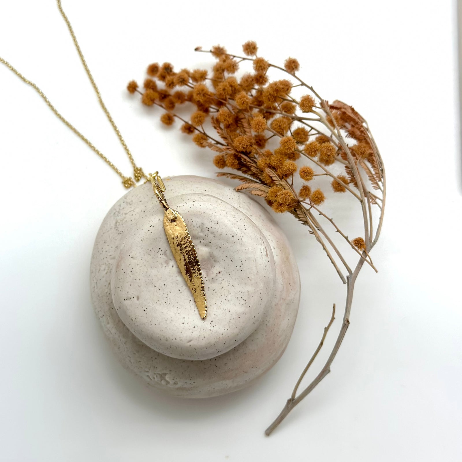 Small Gold Sage leaf necklace