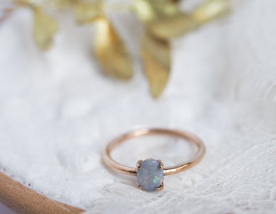 Australian Opal Solitaire ring