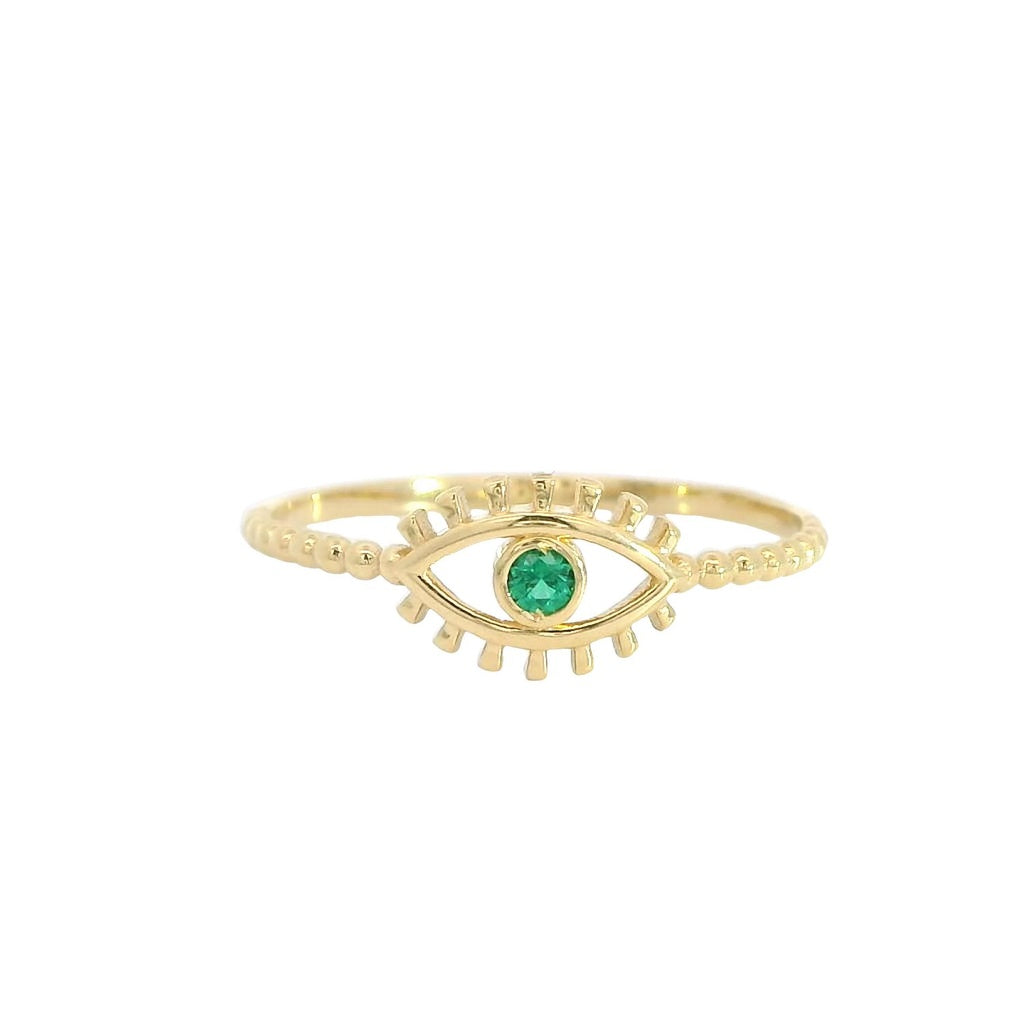 Evil eye emerald 18K Gold ring