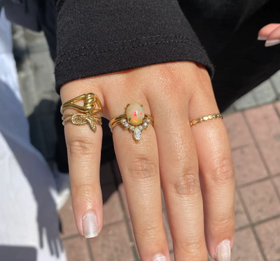 Ethiopian Opal Rose Gold Cocktail Ring