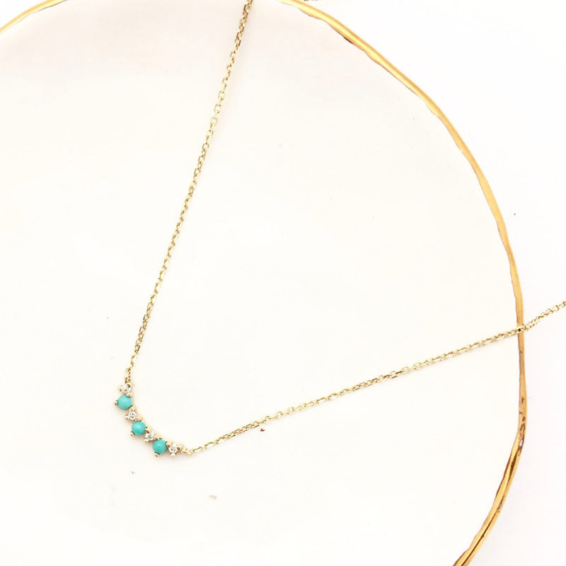 Gold turquoise and diamonds dainty Desert Sunrise Necklace