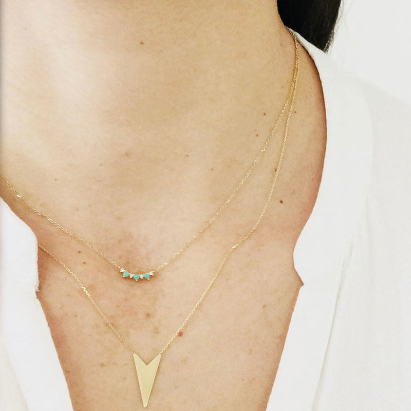 Gold turquoise and diamonds dainty Desert Sunrise Necklace