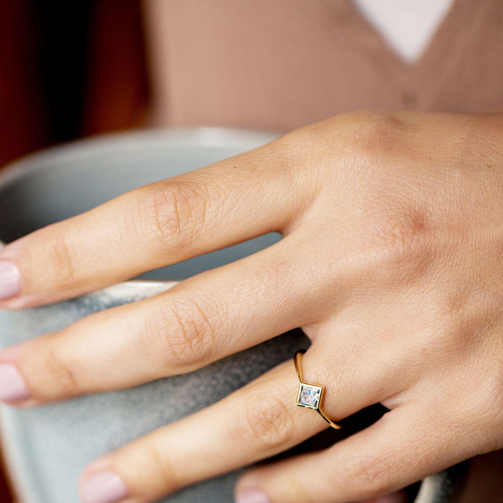 Princess cut Diamond Alternative Solitaire ring