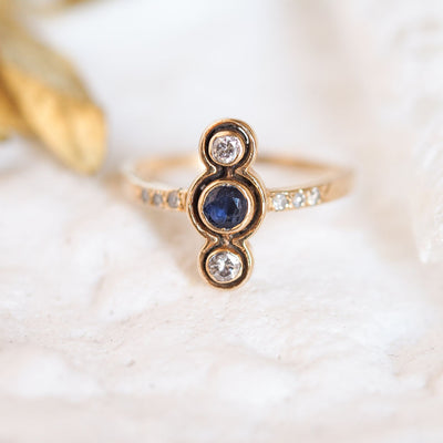 Art Deco Blue Sapphire and Diamond original vintage ring