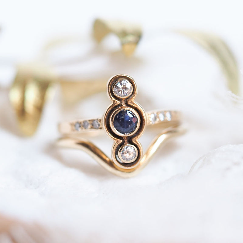 Art Deco Blue Sapphire and Diamond original vintage ring