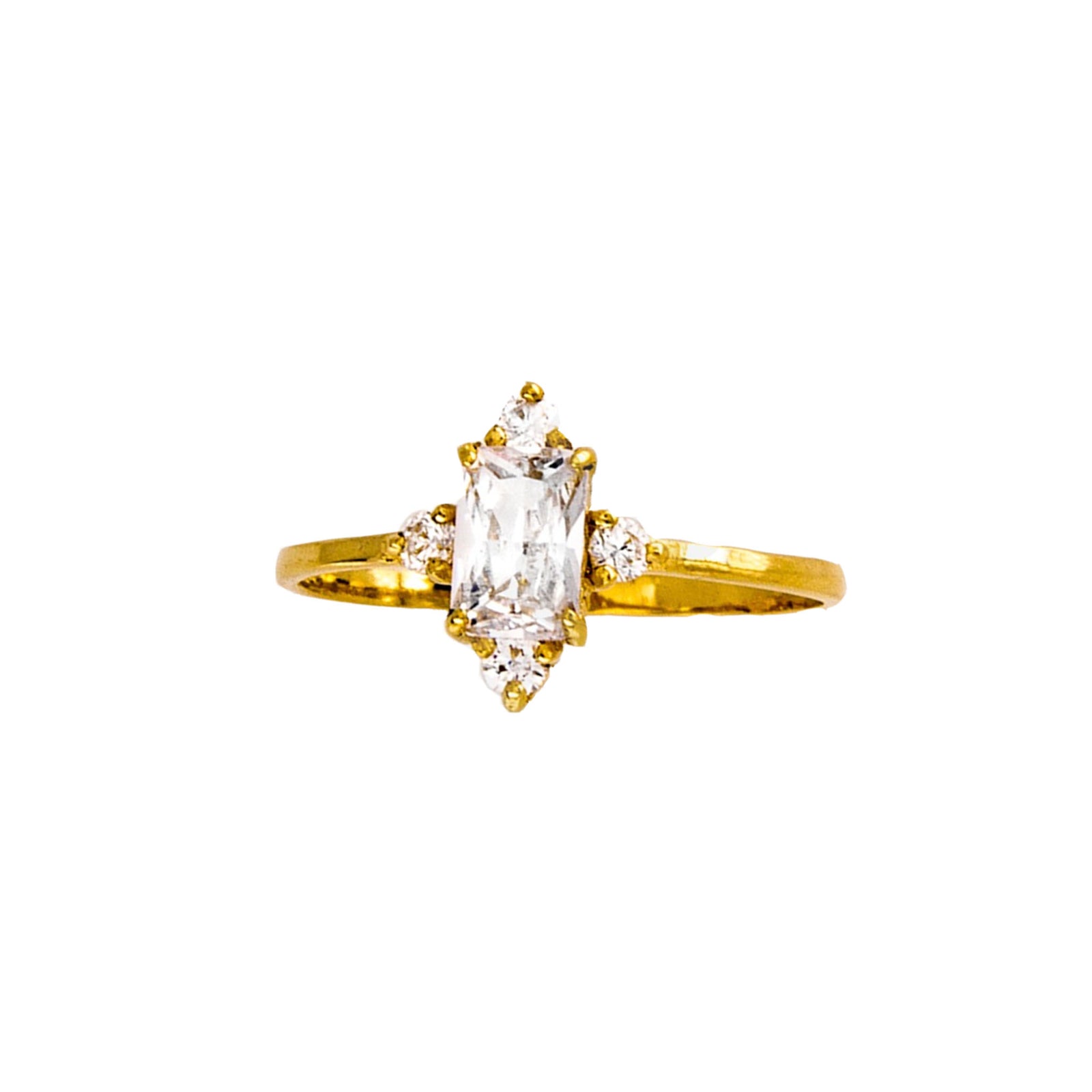 White topaz Princess cut boho 18K solitaire ring