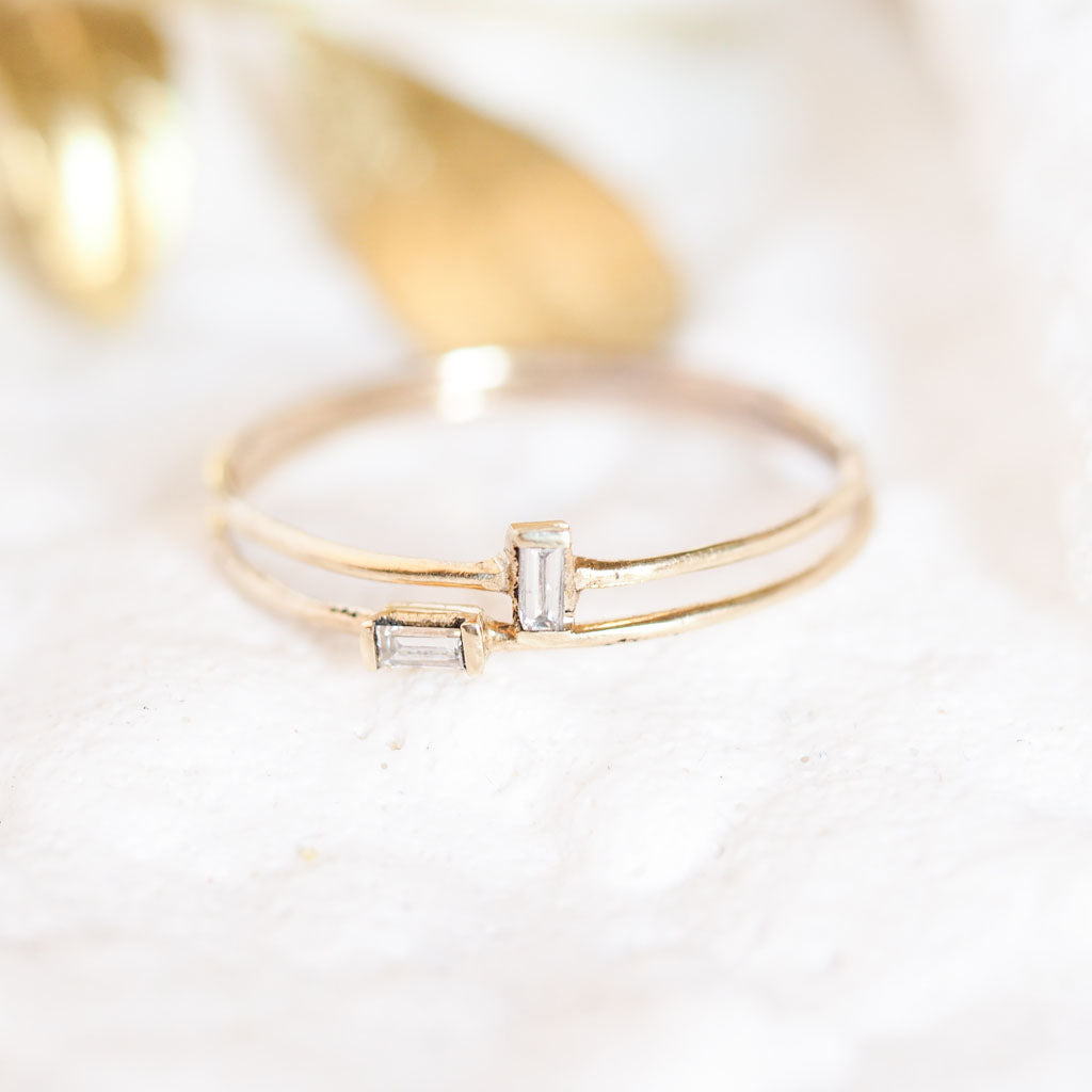 10K Petite Diamond baguette ring