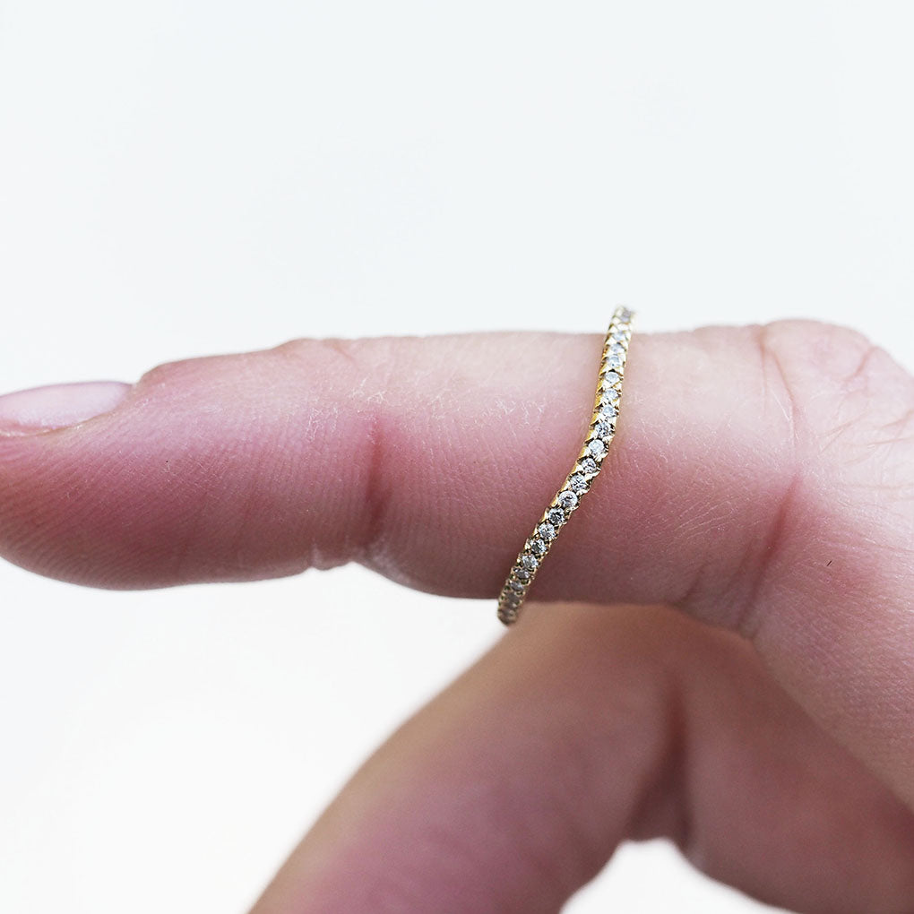 Thin Wavy Diamond Half Eternity Contour Band