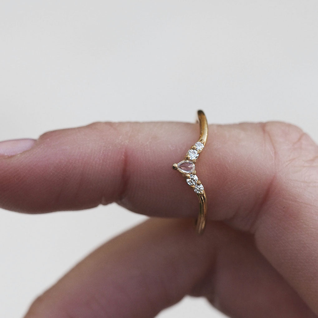 Petite Pear Diamond Contour Band
